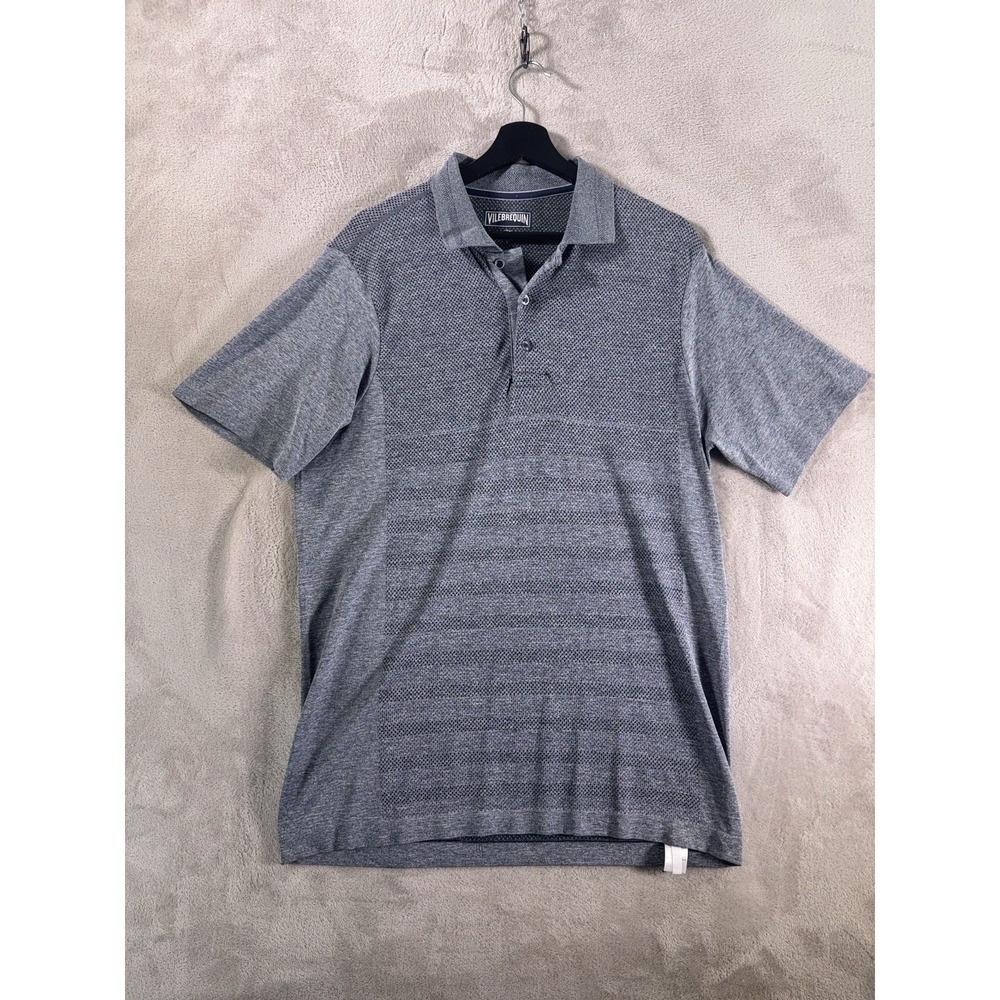 Vilebrequin Polo Shirt Mens Large Blue Textured Knit Luxury Resort Casual